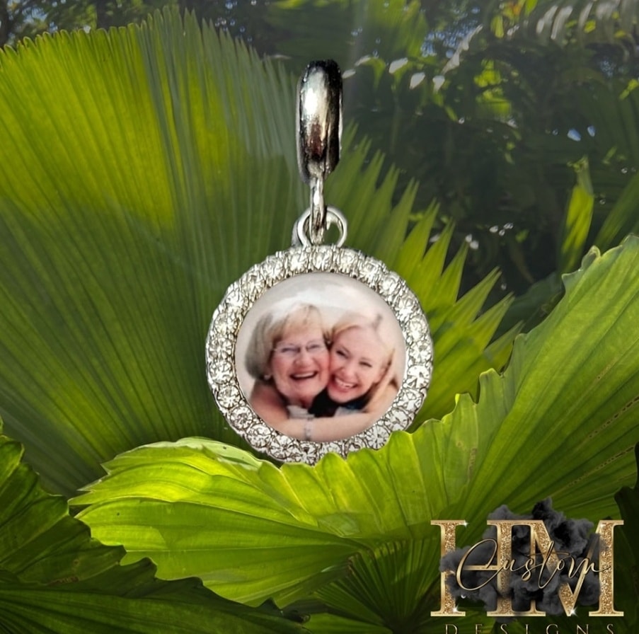 Round Rhinestones Photo Charm mini